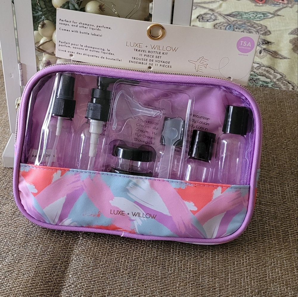 Luxe & Willow 11 piece travel bottle kit, new